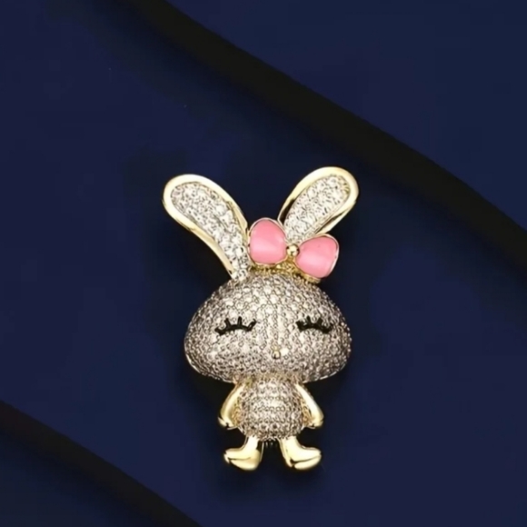 NEW Rhinestone Bunny Brooch Pin - Picture 5 of 6
